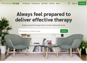 How psychologytools.com looks like on a tablet such as an iPad.