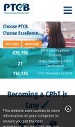 How ptcb.org looks like on a mobile device such as an iPhone.
