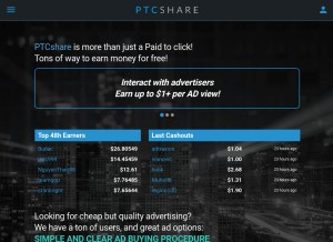 How ptcshare.com looks like on a tablet such as an iPad.