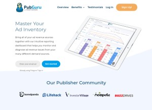 How pubguru.com looks like on a tablet such as an iPad.