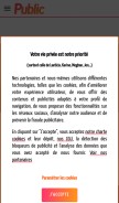 How public.fr looks like on a mobile device such as an iPhone.