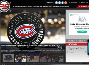 How publicationsports.com looks like on a tablet such as an iPad.