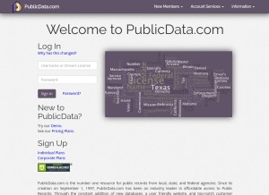 How publicdata.com looks like on a tablet such as an iPad.