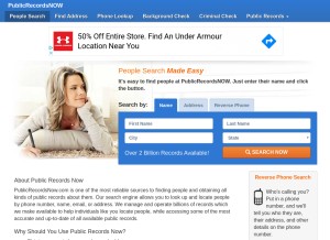 How publicrecordsnow.com looks like on a tablet such as an iPad.
