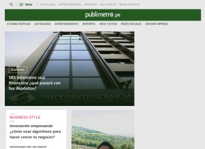 How publimetro.pe looks like on a tablet such as an iPad.