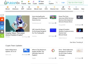 How publish0x.com looks like on a tablet such as an iPad.