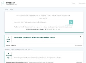 How pubpeer.com looks like on a tablet such as an iPad.