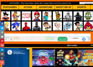 How puffgames.com looks like on a tablet such as an iPad.