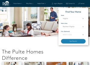 How pulte.com looks like on a tablet such as an iPad.