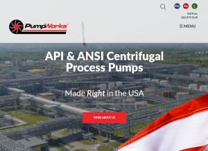 How pumpworks.com looks like on a tablet such as an iPad.