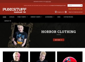 How punkstuff.com looks like on a tablet such as an iPad.