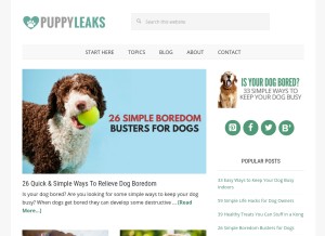 How puppyleaks.com looks like on a tablet such as an iPad.