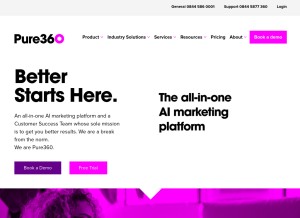 How pure360.com looks like on a tablet such as an iPad.