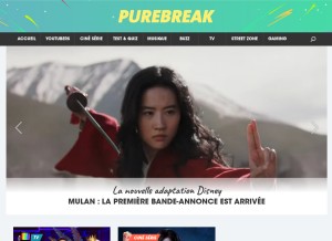How purebreak.com looks like on a tablet such as an iPad.