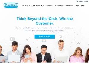 How purecars.com looks like on a tablet such as an iPad.