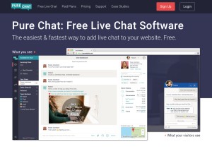 How purechat.com looks like on a tablet such as an iPad.