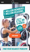 How puregym.com looks like on a mobile device such as an iPhone.