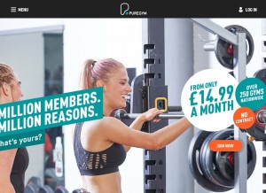 How puregym.com looks like on a tablet such as an iPad.
