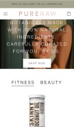 How purerawshop.com looks like on a mobile device such as an iPhone.