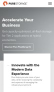 How purestorage.com looks like on a mobile device such as an iPhone.