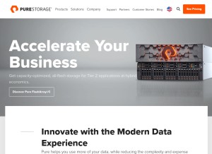 How purestorage.com looks like on a tablet such as an iPad.