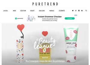 How puretrend.com looks like on a tablet such as an iPad.