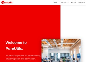 How pureutils.com looks like on a tablet such as an iPad.