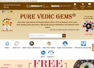 How purevedicgems.com looks like on a tablet such as an iPad.