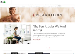 How purewow.com looks like on a tablet such as an iPad.