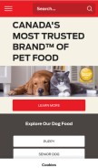 How purina.ca looks like on a mobile device such as an iPhone.