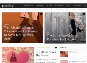 How purseblog.com looks like on a tablet such as an iPad.
