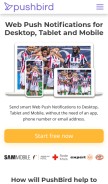 How pushbird.com looks like on a mobile device such as an iPhone.