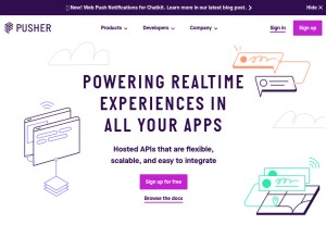 How pusher.com looks like on a tablet such as an iPad.