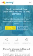 How pushify.com looks like on a mobile device such as an iPhone.