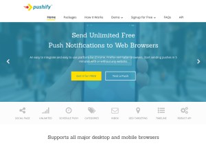 How pushify.com looks like on a tablet such as an iPad.
