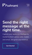 How pushnami.com looks like on a mobile device such as an iPhone.