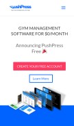 How pushpress.com looks like on a mobile device such as an iPhone.