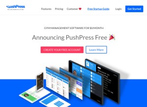 How pushpress.com looks like on a tablet such as an iPad.