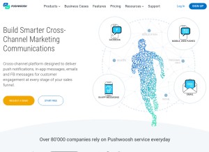 How pushwoosh.com looks like on a tablet such as an iPad.