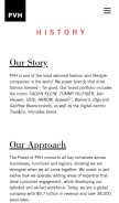 How pvh.com looks like on a mobile device such as an iPhone.