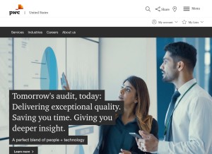How pwc.com looks like on a tablet such as an iPad.