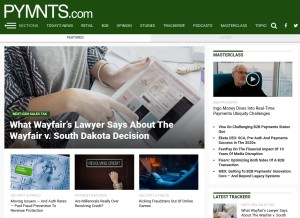 How pymnts.com looks like on a tablet such as an iPad.
