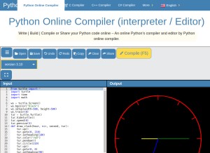 How pythononlinecompiler.com looks like on a tablet such as an iPad.