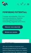 How qa.com looks like on a mobile device such as an iPhone.