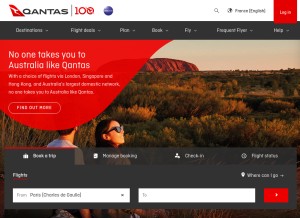 How qantas.com looks like on a tablet such as an iPad.