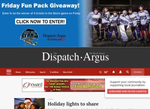 How qconline.com looks like on a tablet such as an iPad.