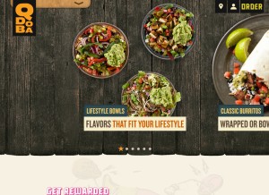 How qdoba.com looks like on a tablet such as an iPad.