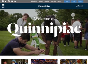 How qu.edu looks like on a tablet such as an iPad.