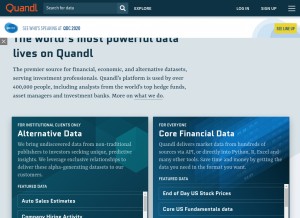 How quandl.com looks like on a tablet such as an iPad.