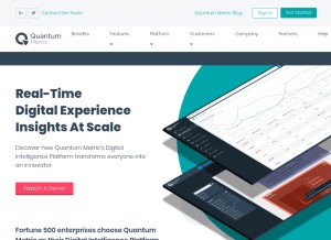 How quantummetric.com looks like on a tablet such as an iPad.